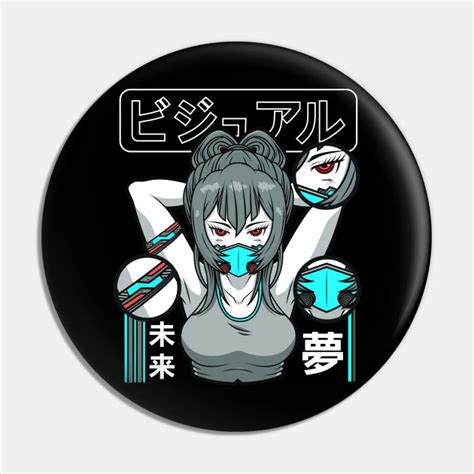 Aesthetic Vaporwave Waifu Anime Mask Girl Waifu Material Pin