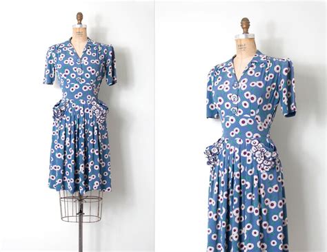 Vintage 1930s Dress Floral Rayon 30s Dress Extra Small Etsy