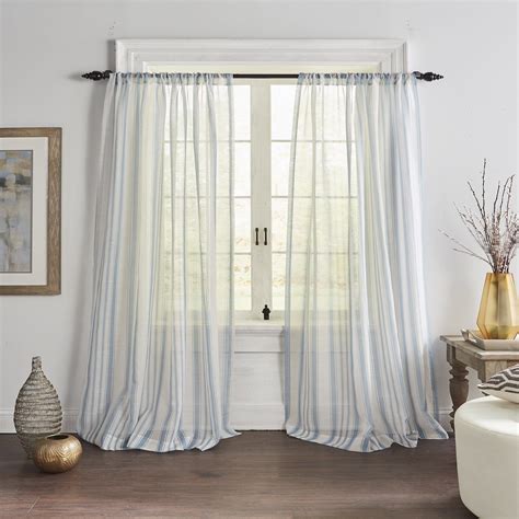 The Hampton Striped Sheer Features A Polylinen Texture That Has A Rich