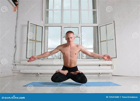 Man Practicing Yoga Lotus Pose Stock Photo Image Of Blue Power