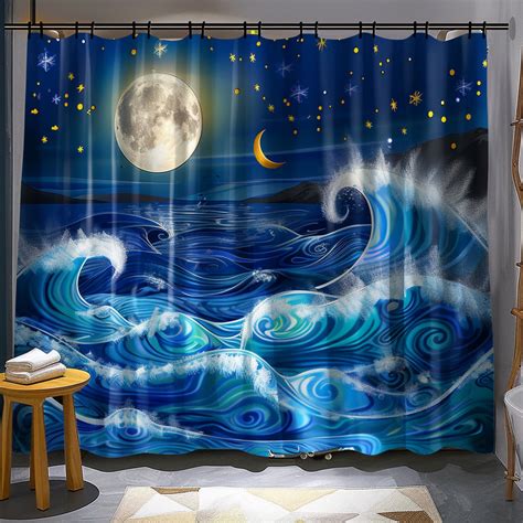 Moonlit Ocean Waves Shower Curtain Transform Your Bathroom With This