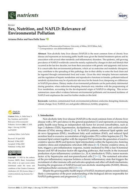 Pdf Sex Nutrition And Nafld Relevance Of Environmental Pollution