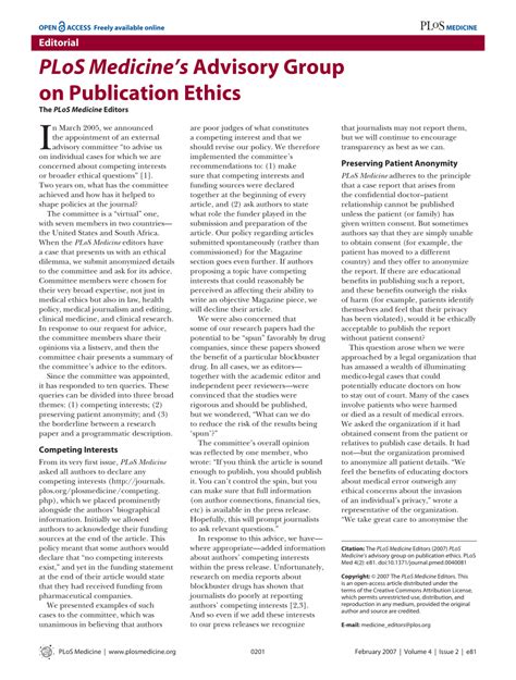 Pdf Plos Medicines Advisory Group On Publication Ethics