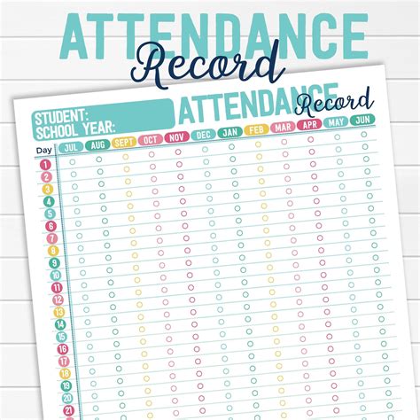Attendance Record Log Tracker Sheet 1050 By Perfectprintableco On Etsy