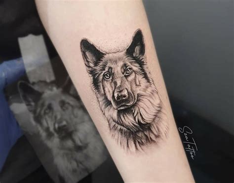 Minimalist German Shepherd Tattoo Lineminimalistbodyart
