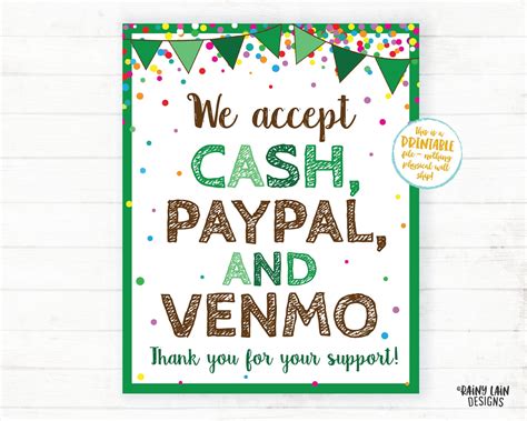 Aceptamos Efectivo Paypal Y Venmo Sign Cookie Booth Payment Etsy México
