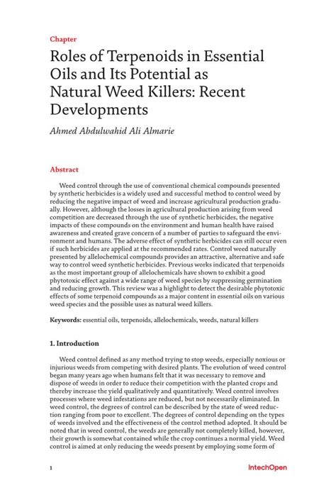 Roles Of Terpenoids In Essential Oils And Its Potential As Natural Weed