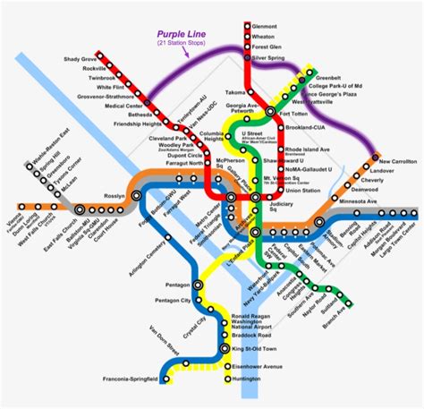 Integration Of Purple Line Into Wmata Metrorail Map Washington Dc
