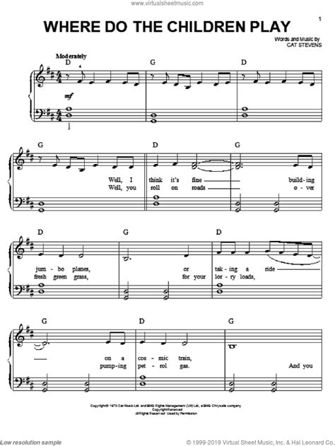 Where Do The Children Play Sheet Music For Piano Solo Pdf