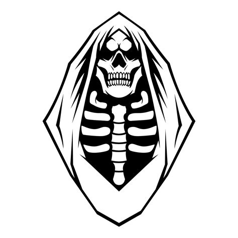 Grim Reaper Grim Reaper Skull Black And White Head Logo Vector Mascot