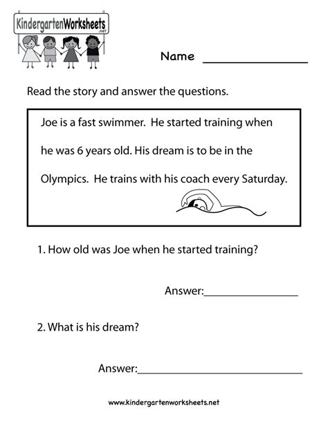 Reading For 5 Year Olds Worksheets