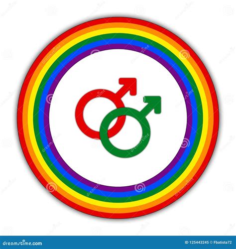 rainbow gay couple pride flag circle symbol of sexual minorities two man stock illustration