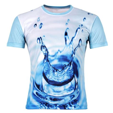 New Water Droplets Move Printed 3d T Shirts Mesh Round Neck Short