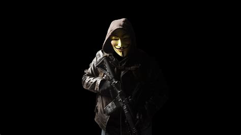 1920x1080 Anonymous Mask Person With Gun 5k Laptop Full Hd 1080p Hd 4k