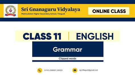 Class 11 English Grammar Clipped Words Youtube