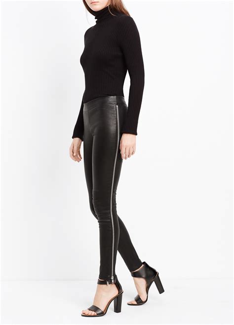 Lyst Vince Leather Leggings With Side Zippers In Black
