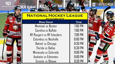 Nhl National Hockey League Schedule For Today 04 October 2016