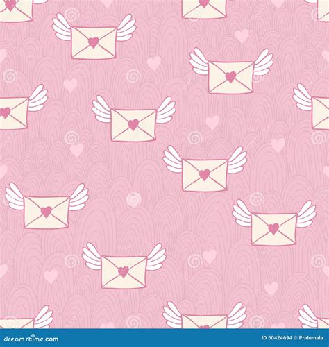 Seamless Pattern With Post Letters Love Mail Stock Vector