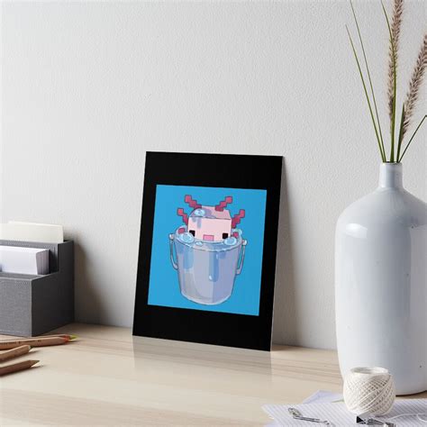 Cute Axolotl Bucket Minecraft Concept Art Poster Art Board Print