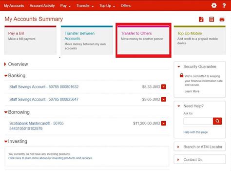 Scotia Online Make A Transfer To Others Scotiabank Jamaica