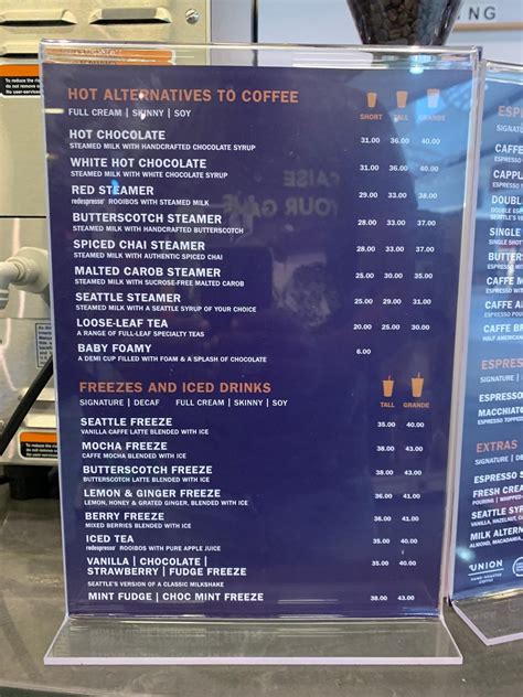 Menu At Seattle Coffee Company Cape Town Unnamed Road