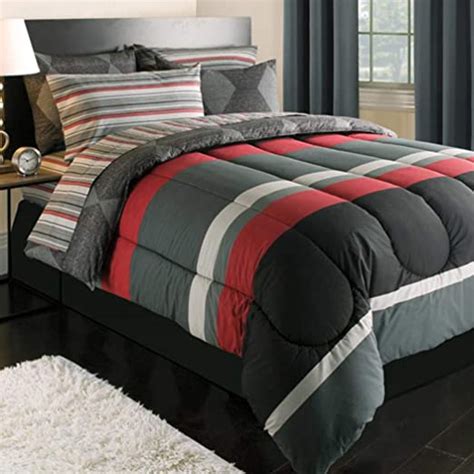 Black Gray Red Stripes Boys Teen Twin Xl Comforter Set 5 Piece Bed In