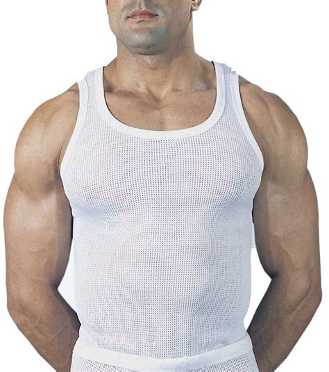 New Mens Classic 100 Cotton Eyelet Mesh Vest Singlet Underwear 3 Vest
