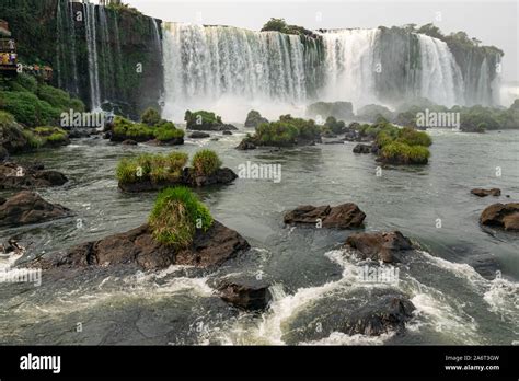 View Of Iguazu Falls Magnificent Waterfalls On The Border Between