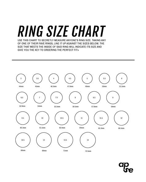 Ring Size Chart Apse