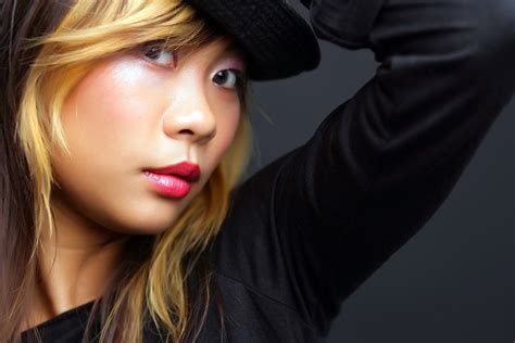3508x2339 girl asian black eyes brunette hat t shirt black background wallpaper