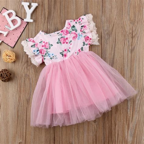 Baby Girl Puff Sleeve Dress 2018 Summer Kids Girl Party Floral Gown