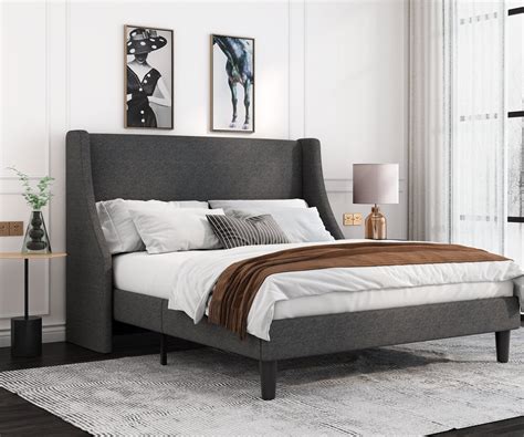 Modern Upholstered Bed With Deluxe Wingback In 2022 Bed Frame And Headboard Modern Platform