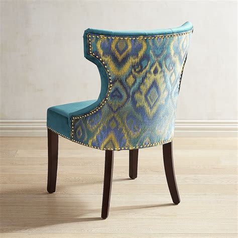 Hourglass Plume Teal Dining Chair With Espresso Wood Teal Dining