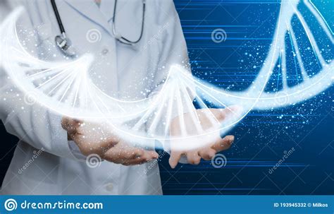 Genetic Engineering In Medicine Female Doctor Operating Dna Molecule