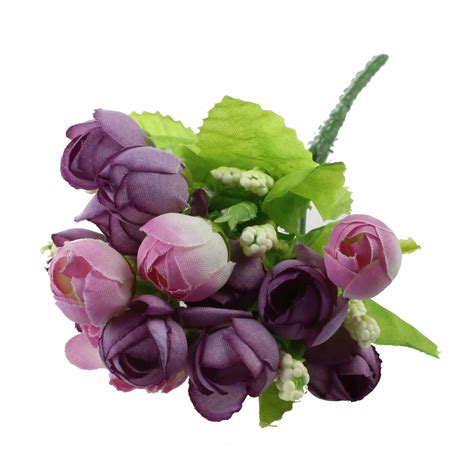 hot sale 1 bunch fake rose artificial flower bouquet home office decor purple in artificial