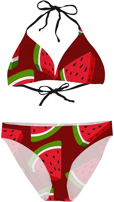 watermelon bikini set two piece halter sexy strappy swimwear clothing shoes and jewelry