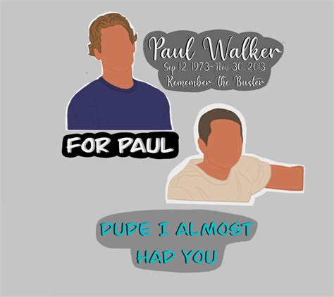 Paul Walker Sticker Pack Etsy