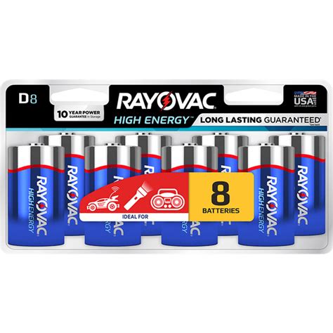 Rayovac High Energy Alkaline Batteries Size D Batteries 8 Pack 813