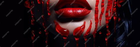 Premium Ai Image A Woman With Red Lipstick On Her Lips With Blood