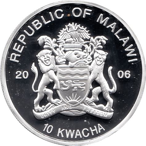 2006 Silver Proof Malawi Commemorative Coin 10 Kwacha Queen Elizabeth