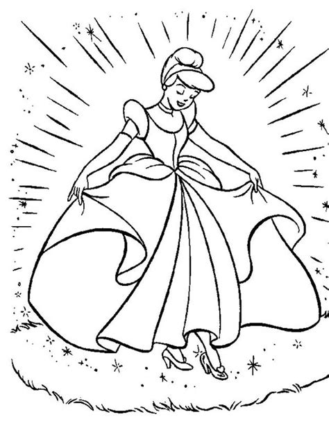 Cinderella's New Beautiful Dress In Cinderella Coloring Page - Download