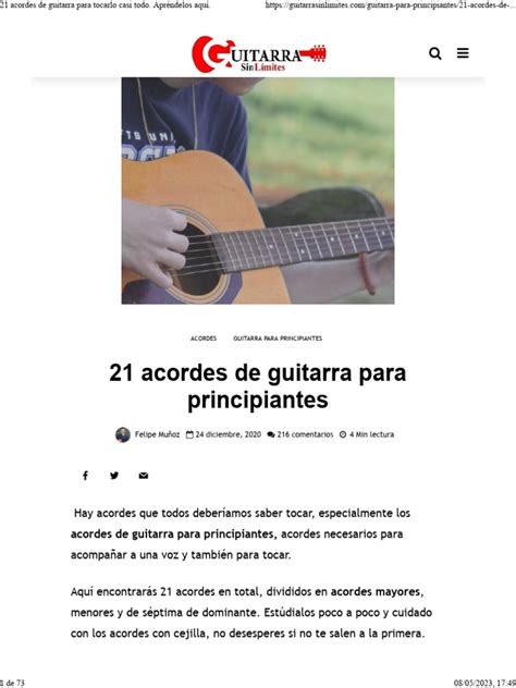 21 Acordes De Guitarra Para Tocarlo Casi Todo Apréndelos Aquí Pdf