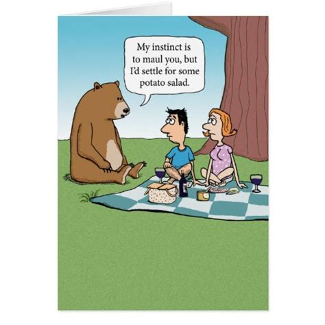 Funny Bear Crashing A Picnic Card Zazzle