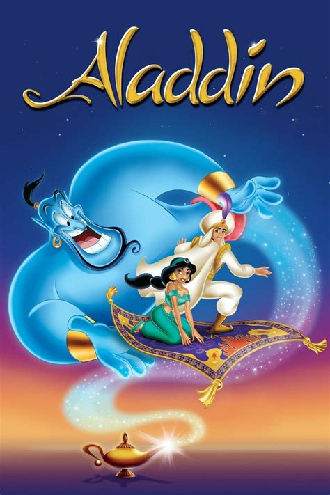 1992 Walt Disneys Aladdin Movie Poster Print Jasmine Genie Jafar Abu 🙉🧞