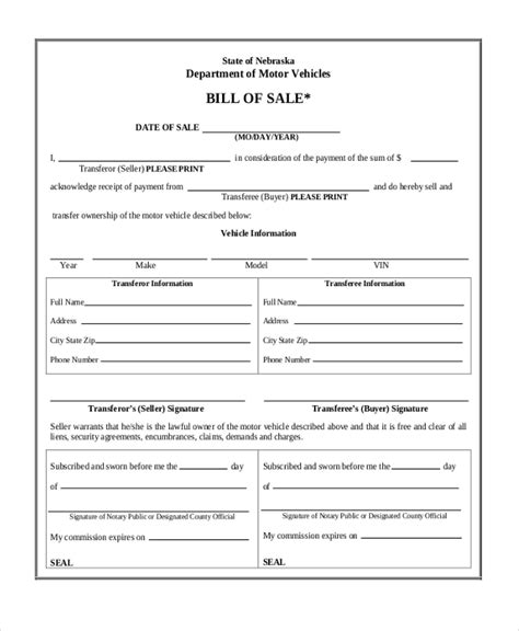 Free Blank Bill Of Sale Form Pdf Template Form Download Download Bill