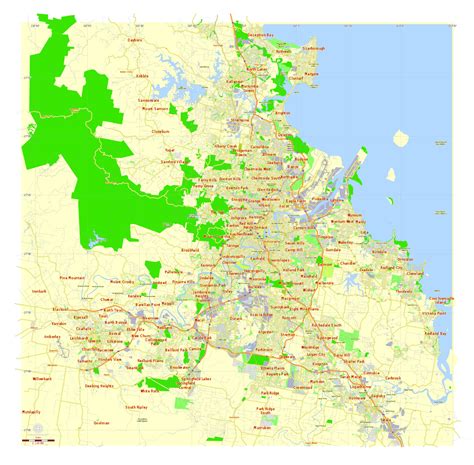 Map of brisbane showing airport | Download them and print