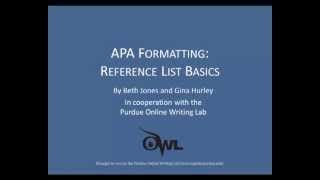 This resource, revised according to the 5th edition of the apa manual, offers examples for the general format of apa. OWL @ Purdue - YouTube
