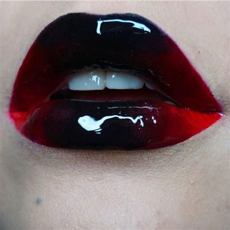 glossy black and red lips ️ ️ ️ lip art makeup lipstick art artistry makeup makeup nails