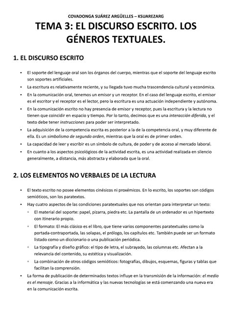Destrezas En Español Hablado Y Escrito Tema 3 Warning Tt