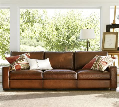 Turner Square Arm Leather Sofa 187 263 Cm Pottery Barn Leather